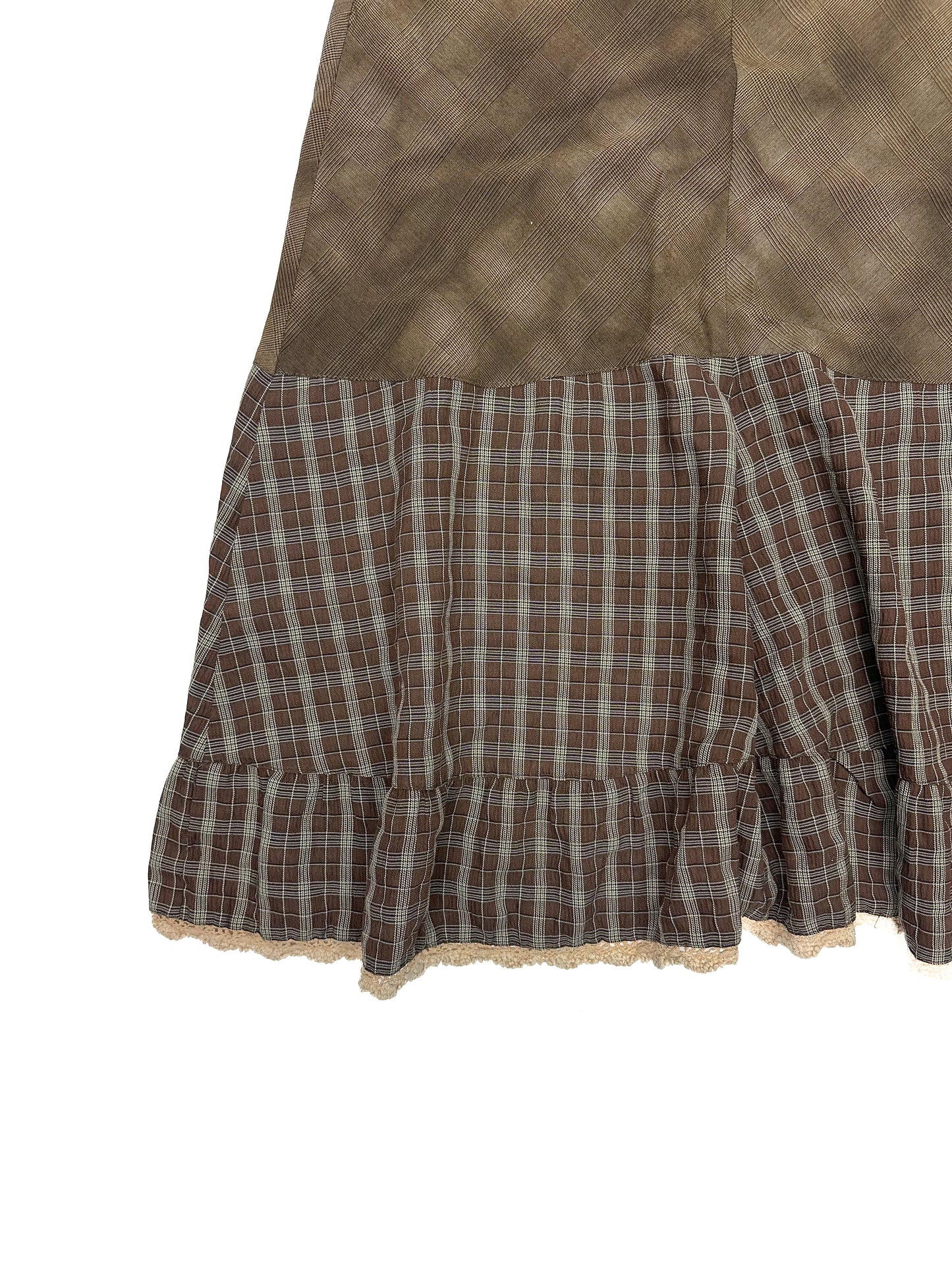 Multi Fabric Brown Skirt