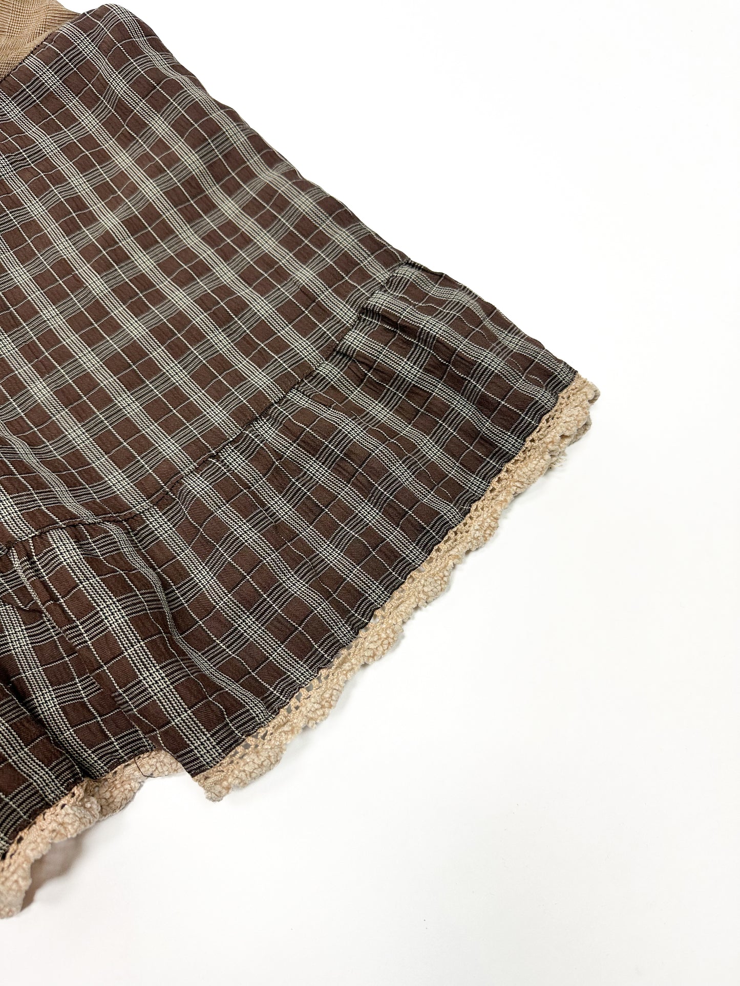 Multi Fabric Brown Skirt