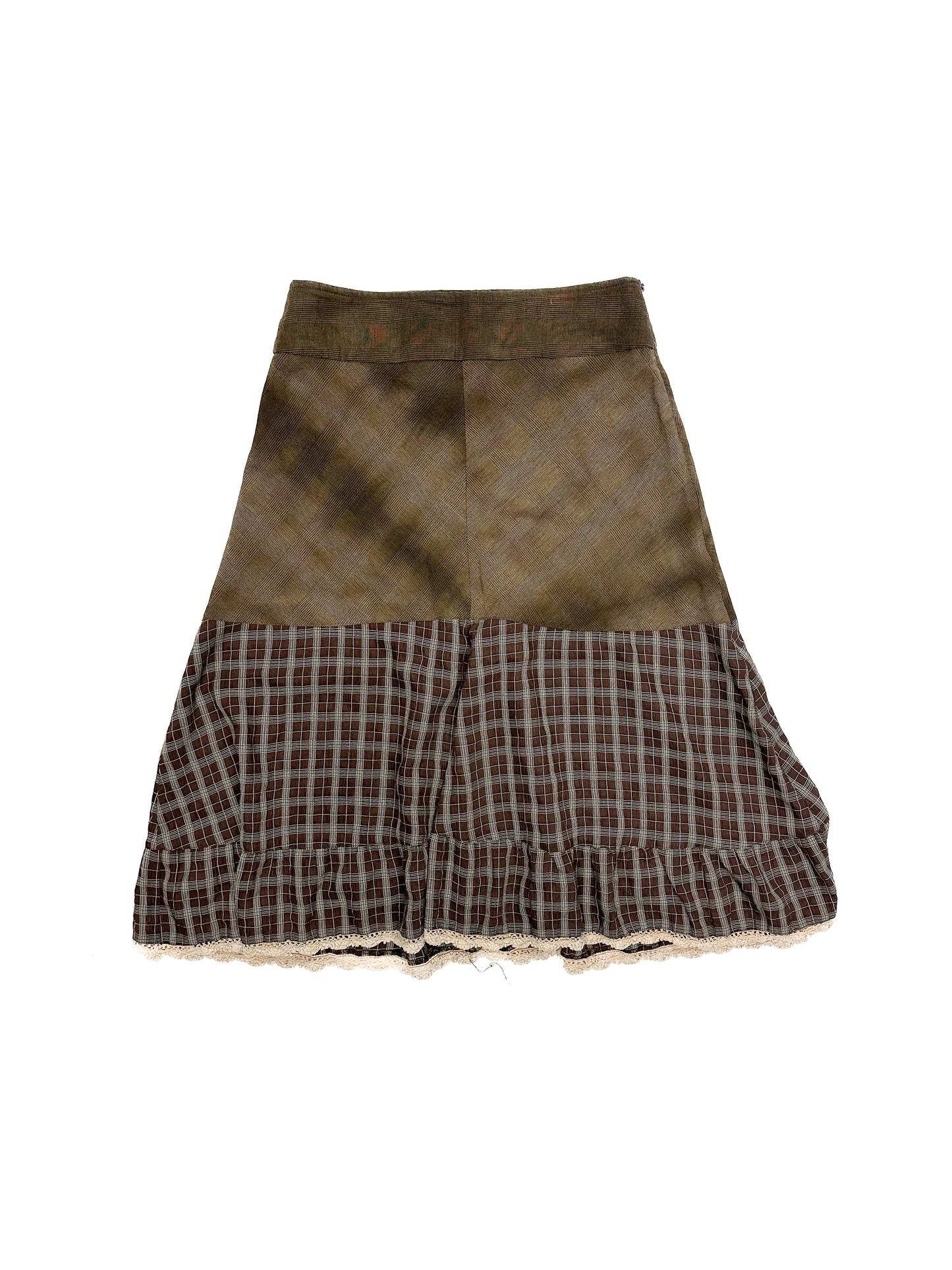 Multi Fabric Brown Skirt