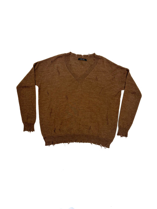 Brown Distressed Sweater