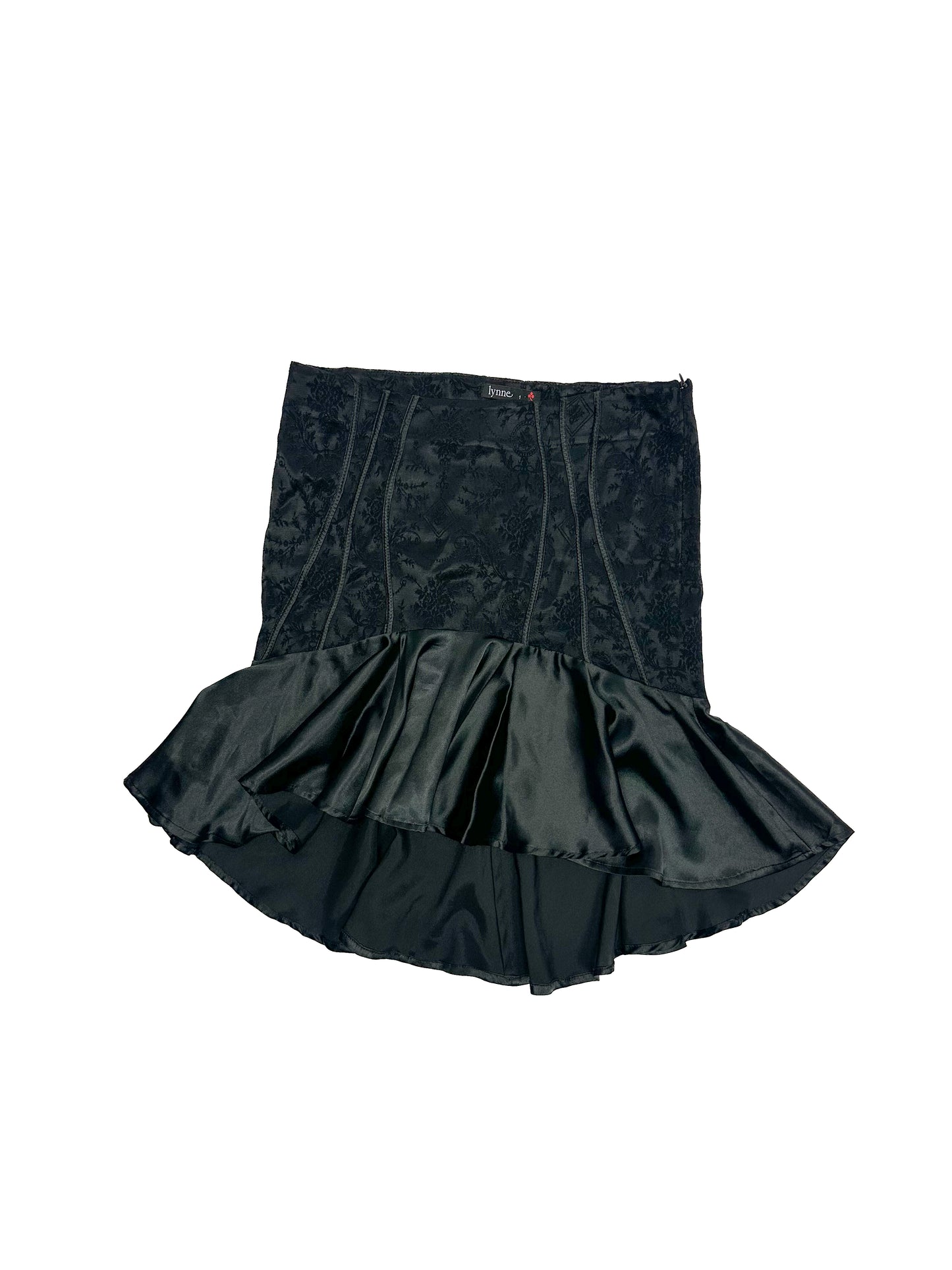 Flared Black Satin Skirt