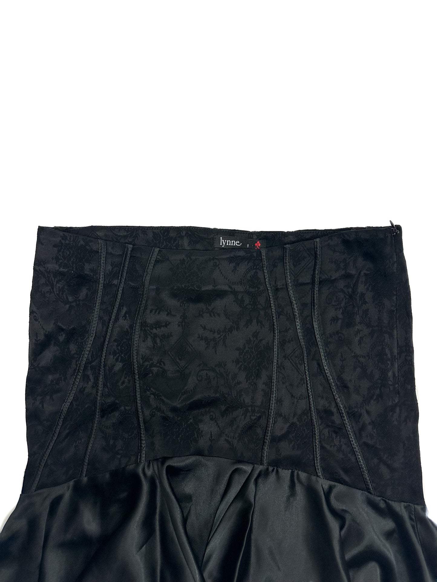 Flared Black Satin Skirt