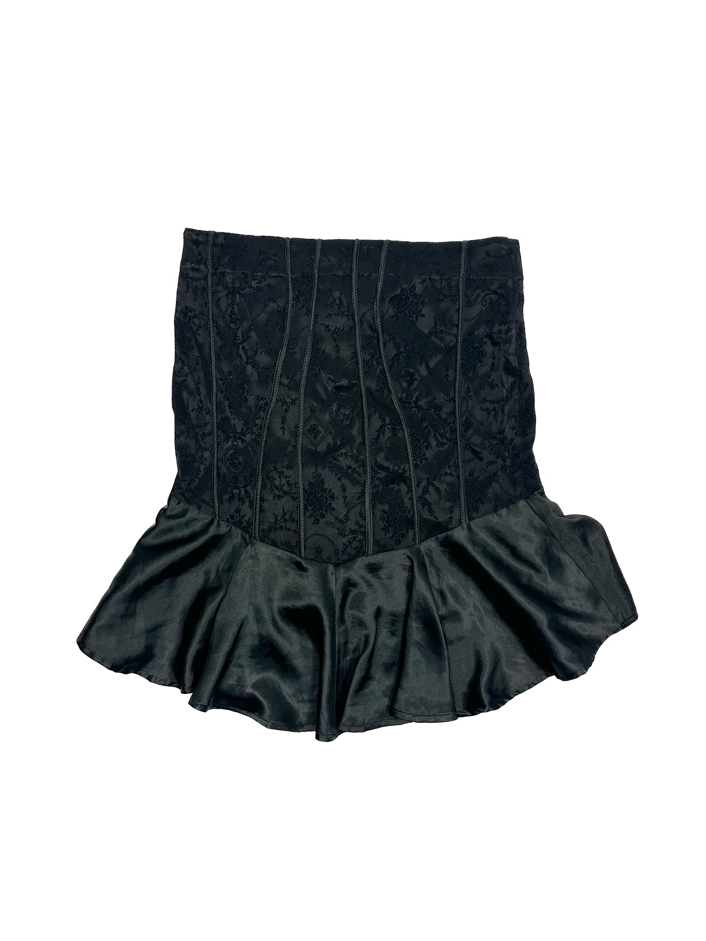 Flared Black Satin Skirt