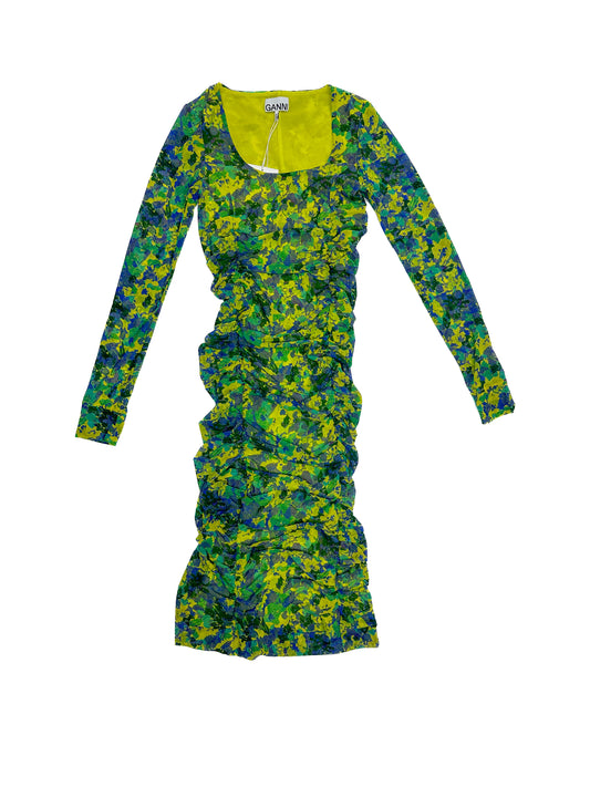 Green Floral Print GANNI Dress