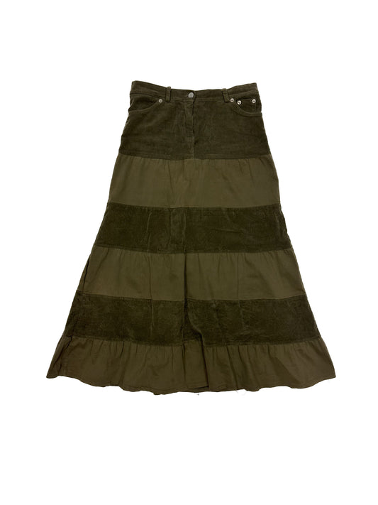 Multi Fabric Green Skirt