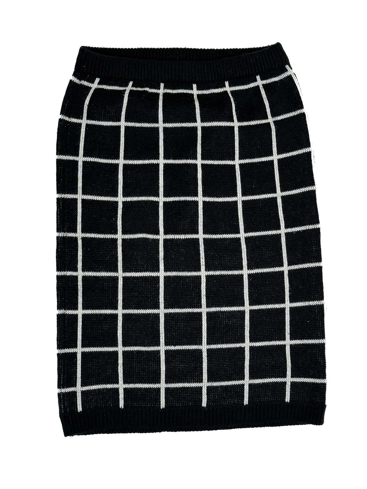 Black Checker Knitted Skirt