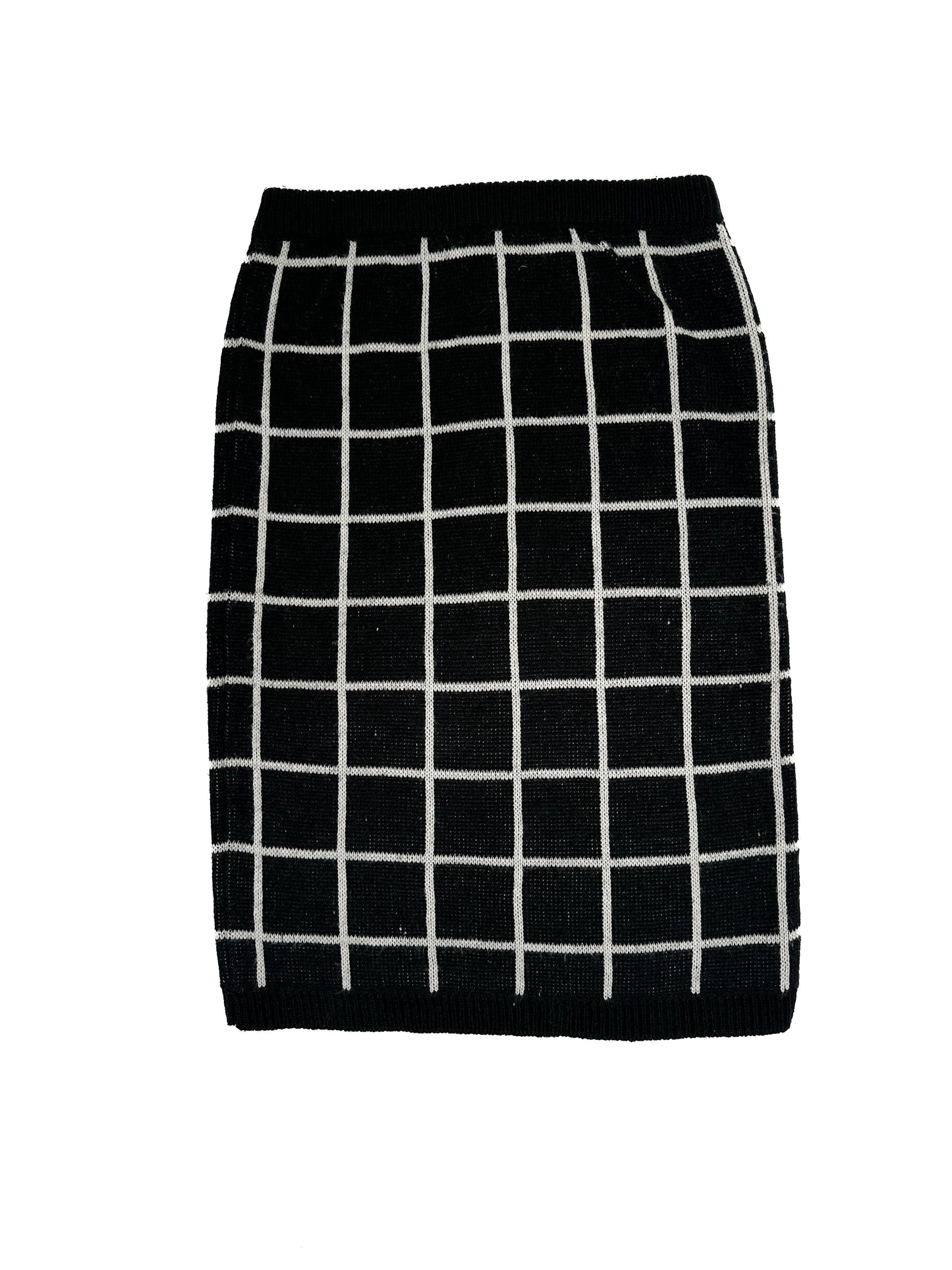 Black Checker Knitted Skirt